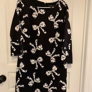 Bow shift dress with button detail